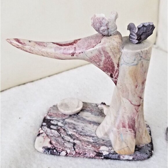 Stone sculpture‎ tree birdhouse marble 6x3 bird watcher outdoorsy ornithology - Picture 7 of 11